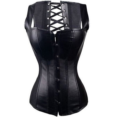 Corset noir en cuir