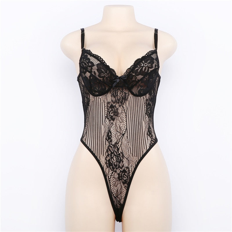 Body en dentelle transparente
