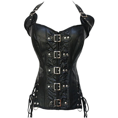 Corset noir en cuir