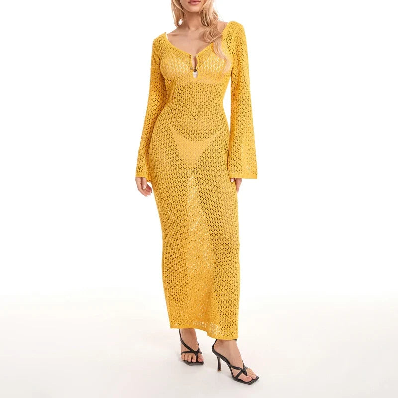 Longue robe de plage en maille