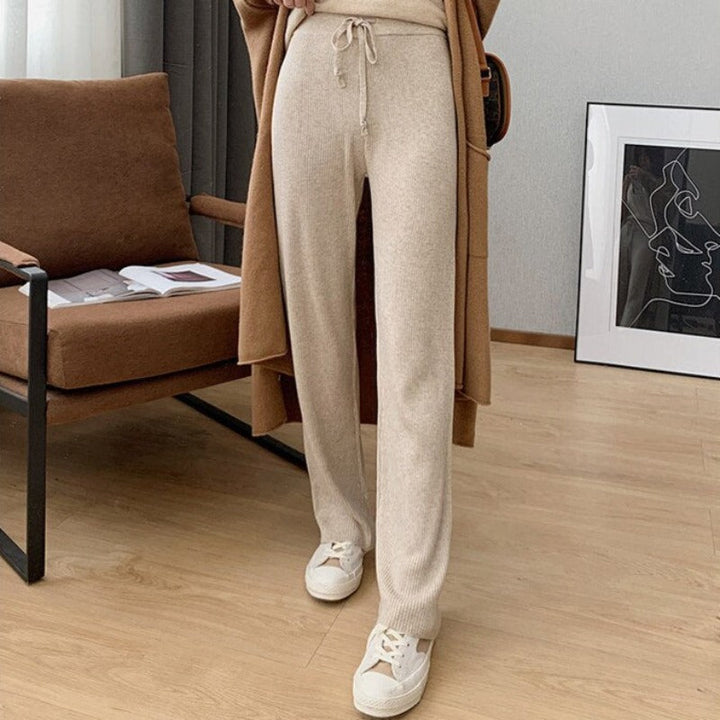 Pantalon en maille à laçage coupe droite