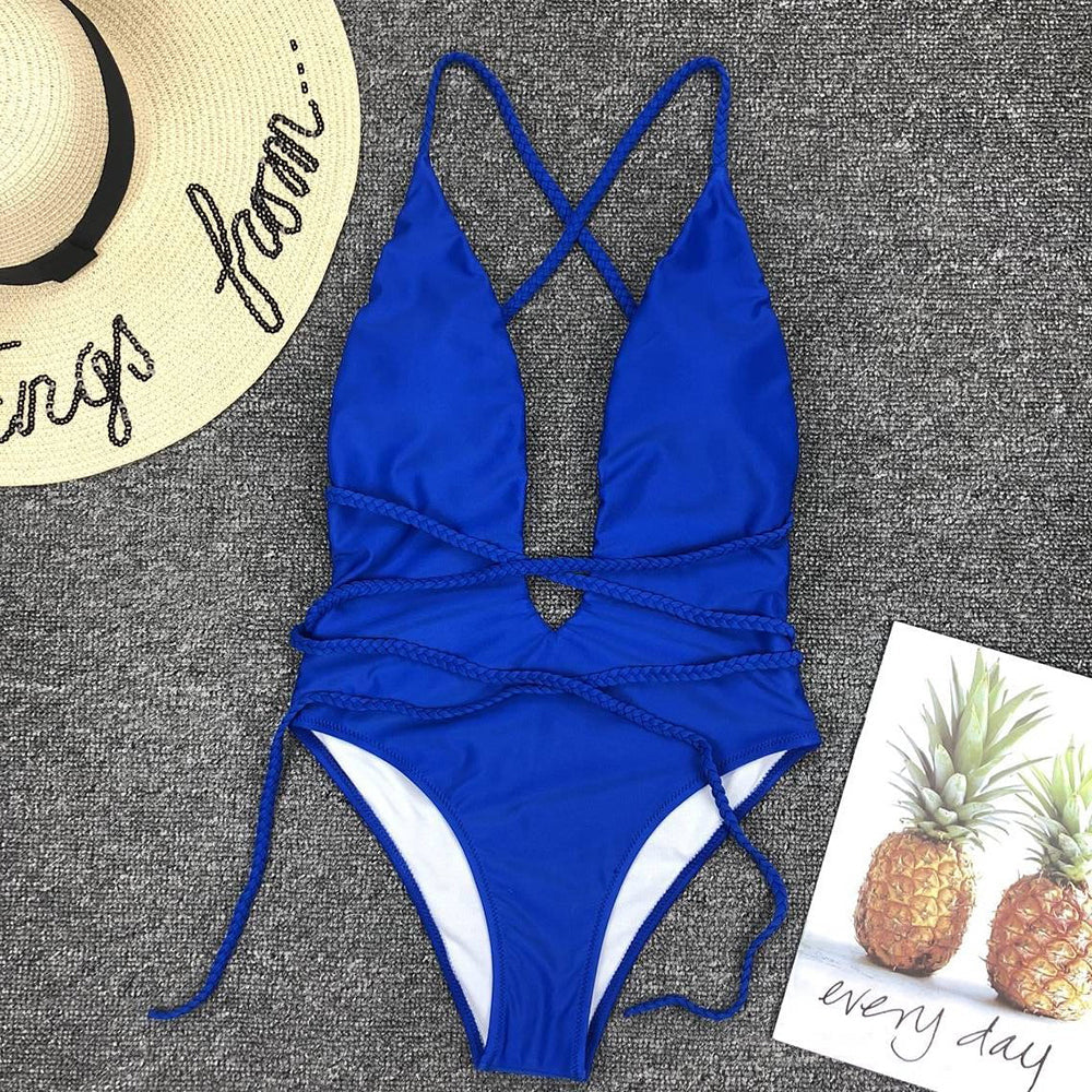 Maillot de bain à cordons décoratifs