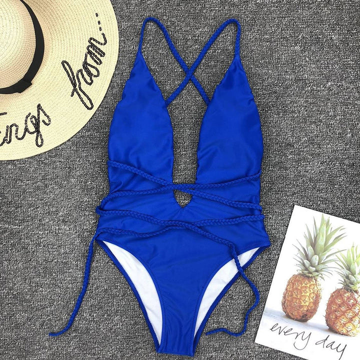 Maillot de bain à cordons décoratifs
