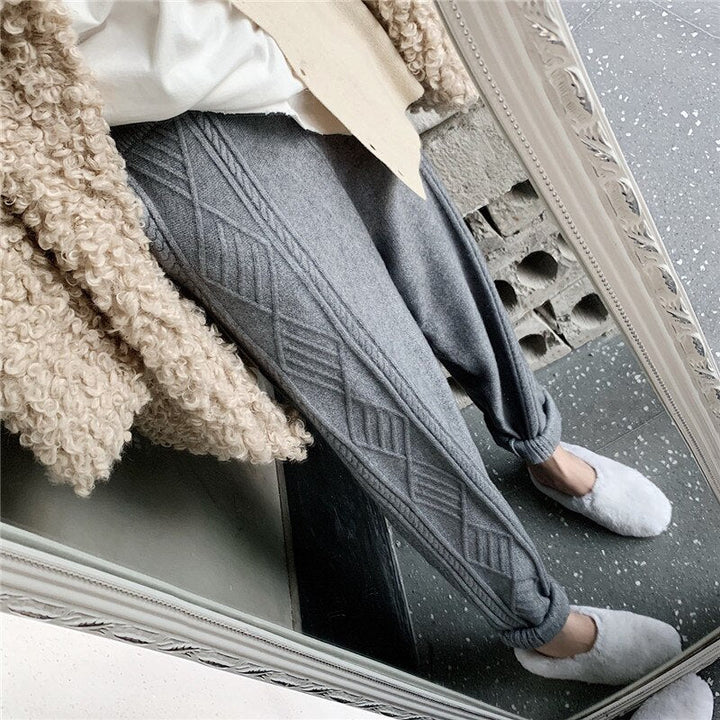 Pantalon ample en maille à motif