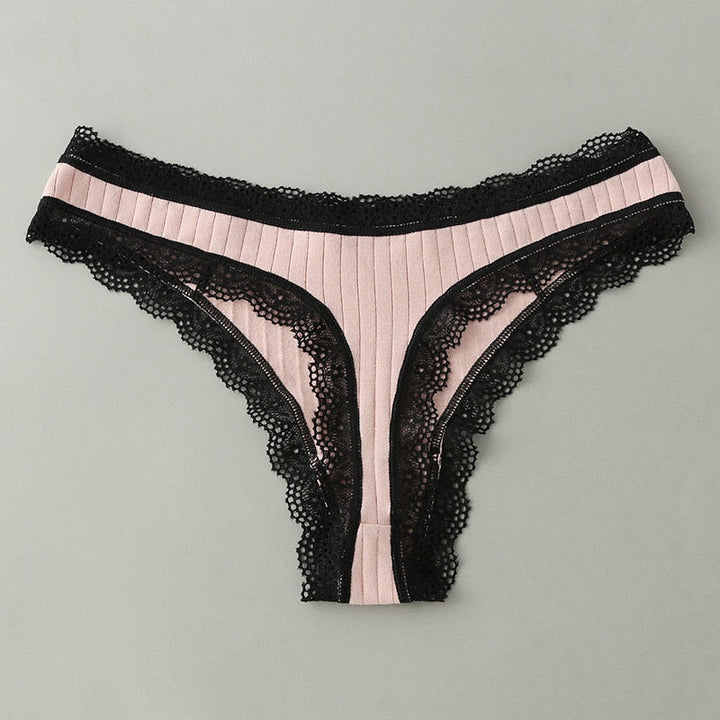 Strings en coton avec dentelle, lot de 3