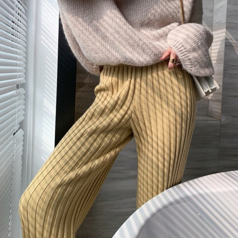 Pantalon ample en maille côtelée