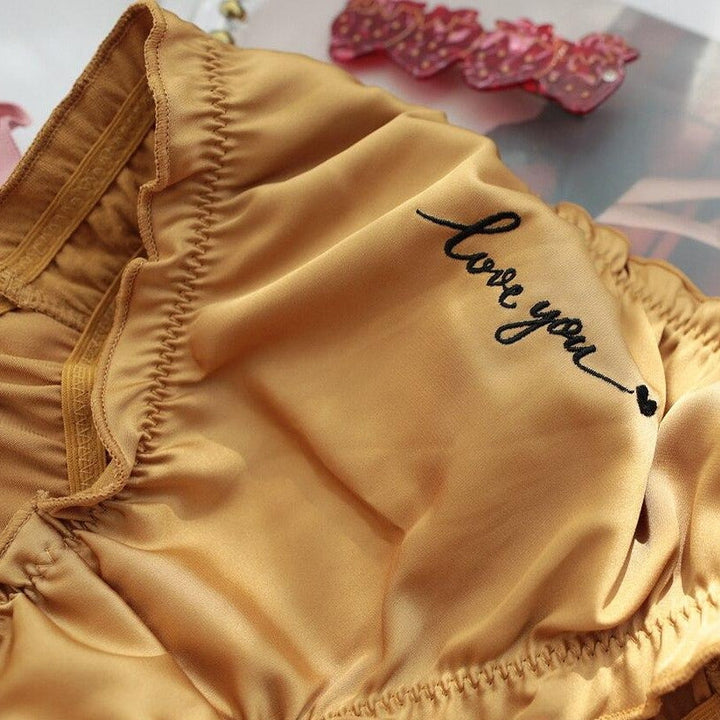 Culottes en satin à inscription