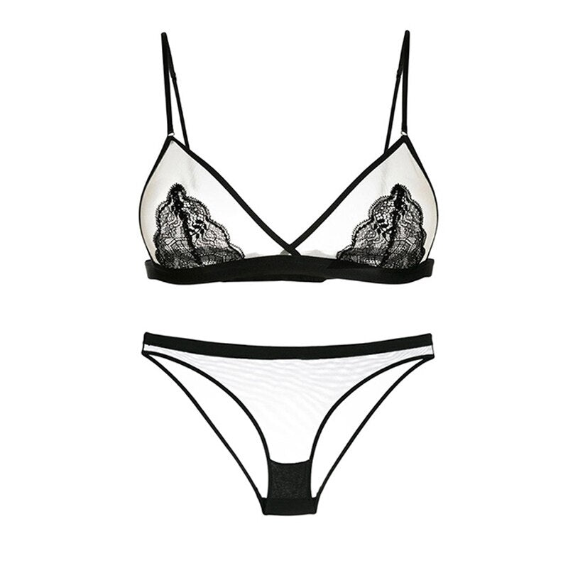 Ensemble transparent à inserts en dentelle