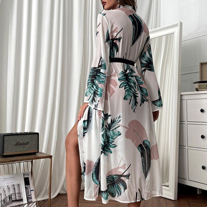 Long peignoir à motif