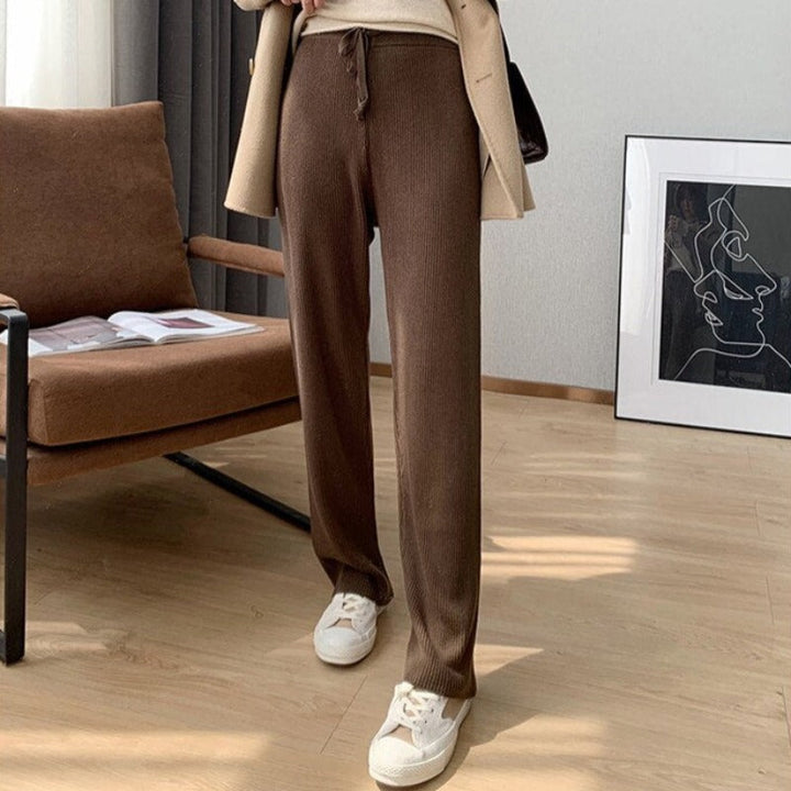Pantalon en maille à laçage coupe droite