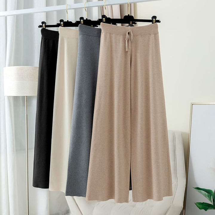 Pantalon ample en maille coupe droite