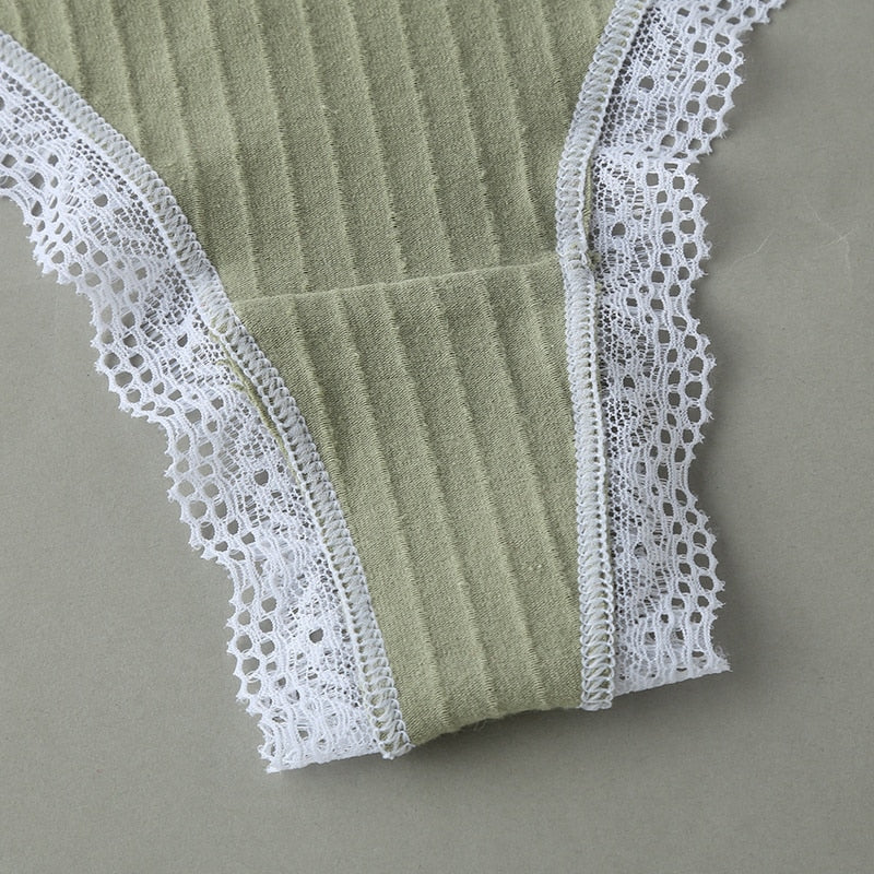 Strings en coton avec dentelle, lot de 3