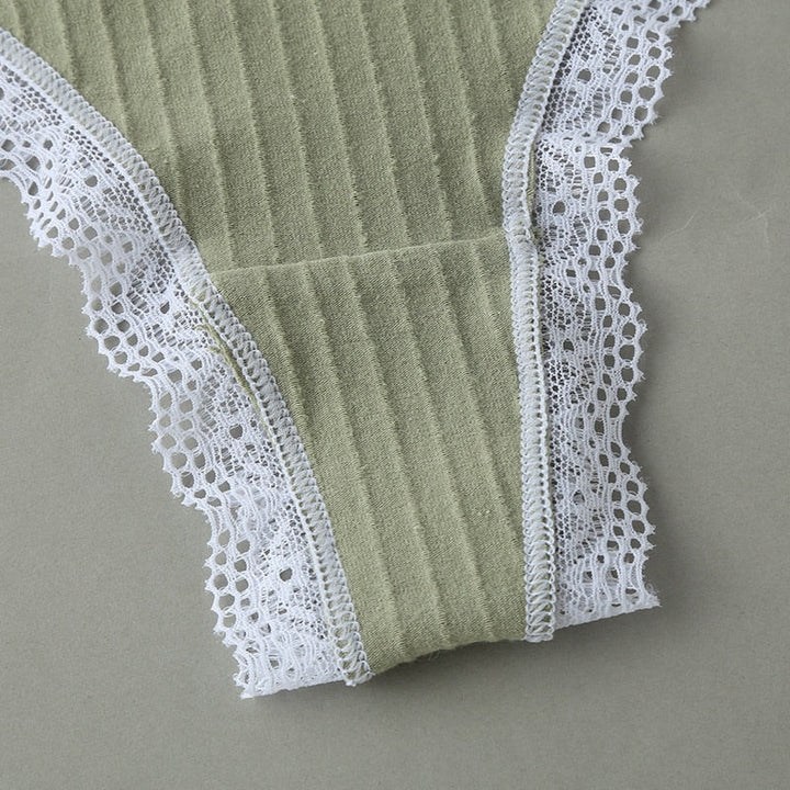 Strings en coton avec dentelle, lot de 3