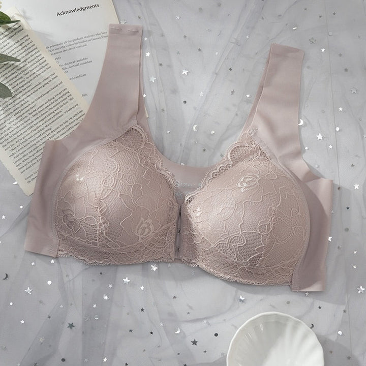 Soutien-gorge à fermeture devant avec insert en dentelle
