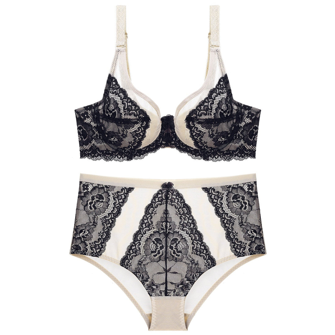 Ensemble de lingerie à inserts transparents