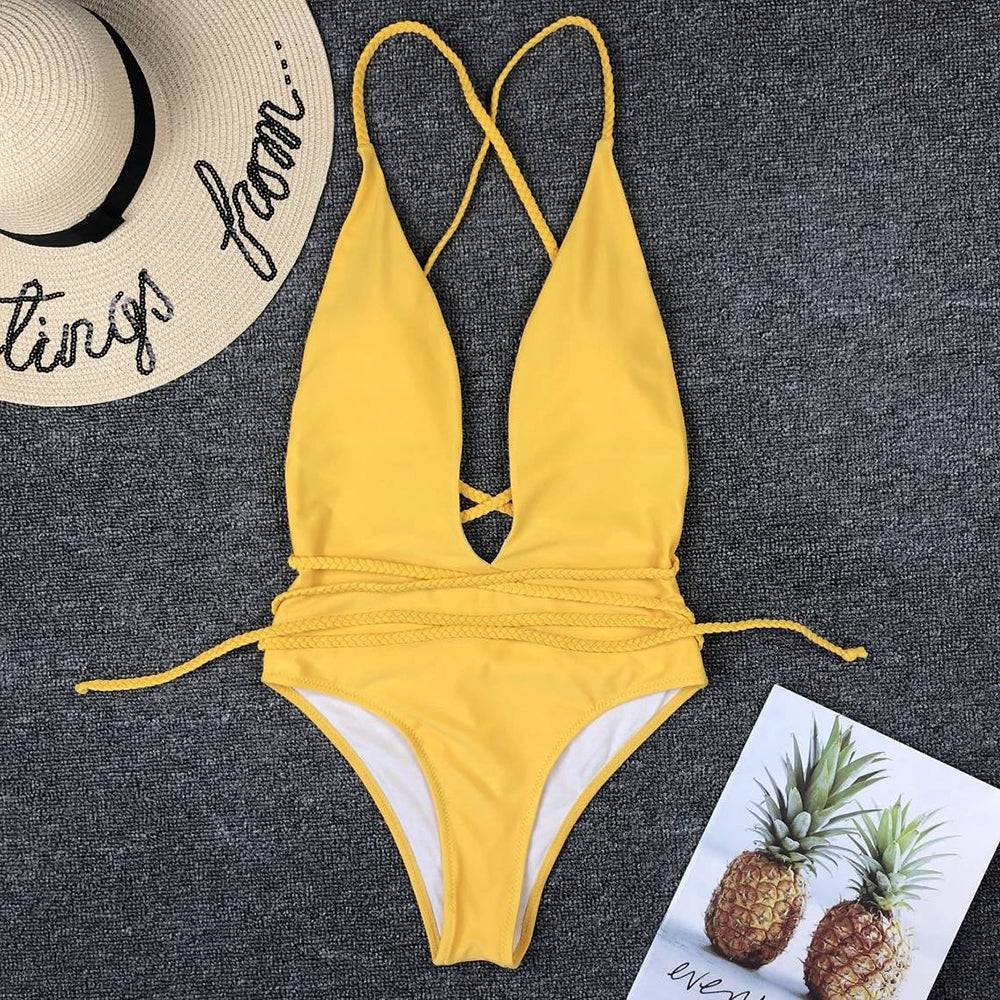 Maillot de bain à cordons décoratifs