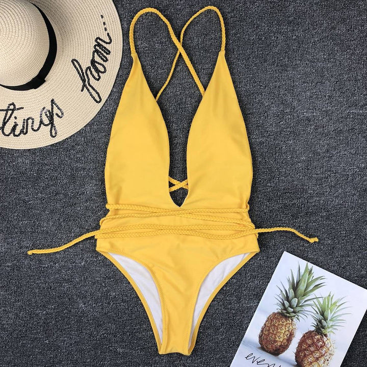 Maillot de bain à cordons décoratifs
