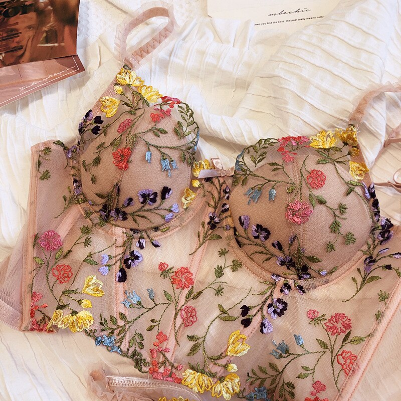 Ensemble de lingerie corset à fleurs