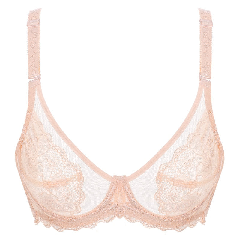 Soutien-gorge à armatures, dentelle florale, coupe couvrante