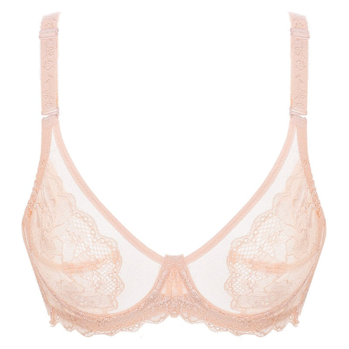 Soutien-gorge à armatures, dentelle florale, coupe couvrante
