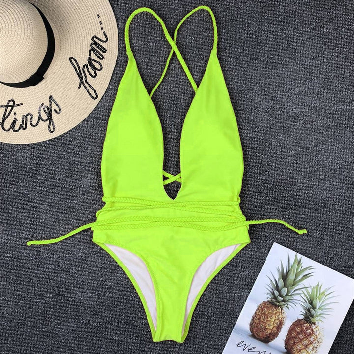 Maillot de bain à cordons décoratifs