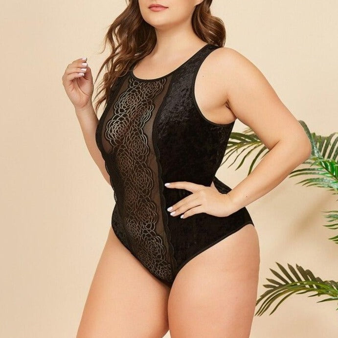 Body en dentelle à broderie florale