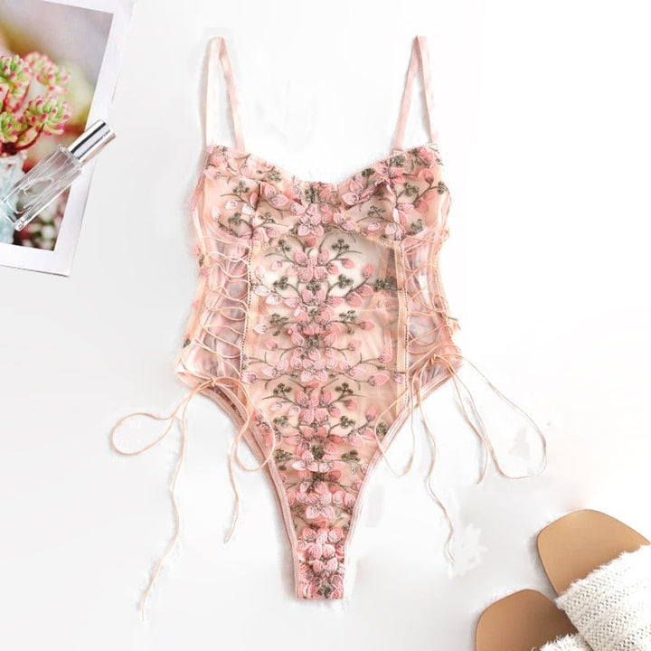Body brodé à laçage