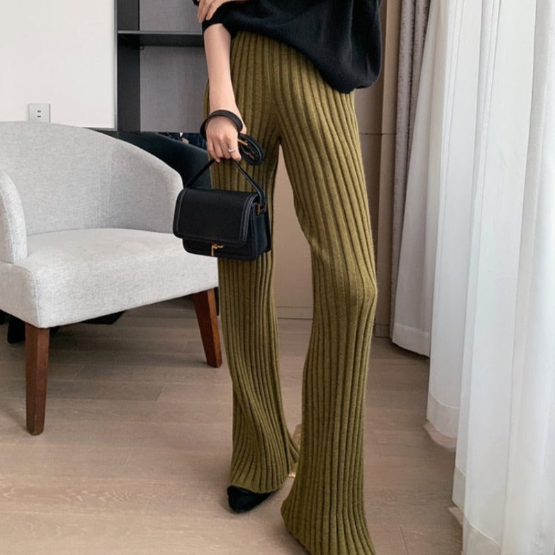 Pantalon ample en maille côtelée