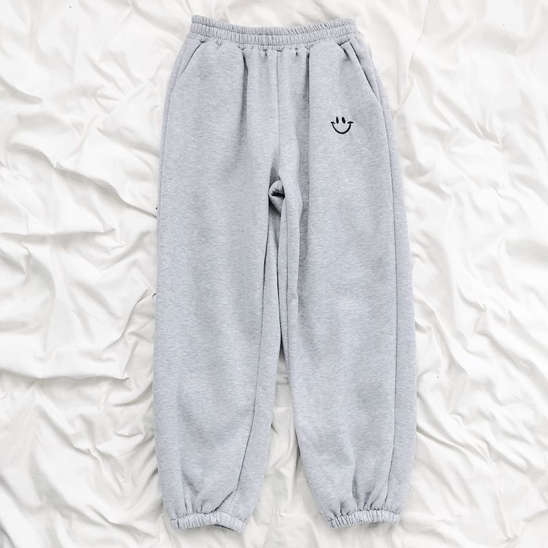 Pantalon de jogging ample à smiley appliqué