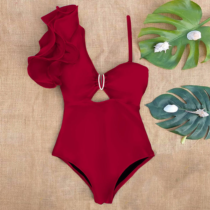 Maillot de bain une pièce à épaule décorative