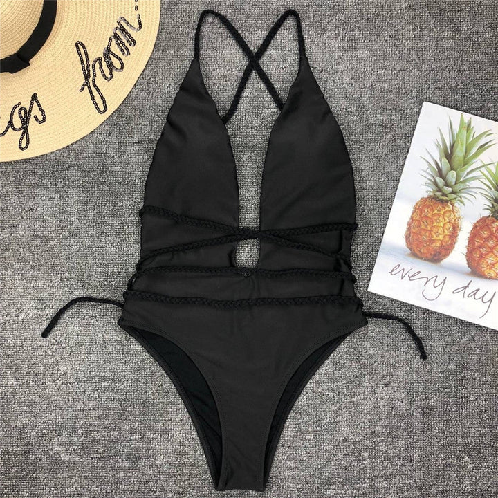 Maillot de bain à cordons décoratifs