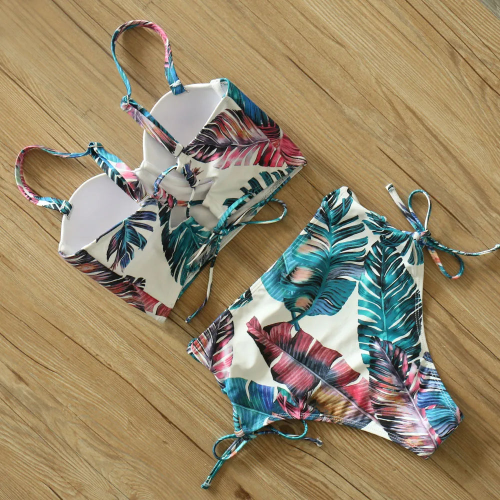 Maillot de bain 2 pièces taille haute