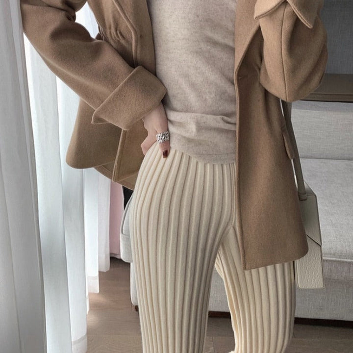 Pantalon ample en maille côtelée