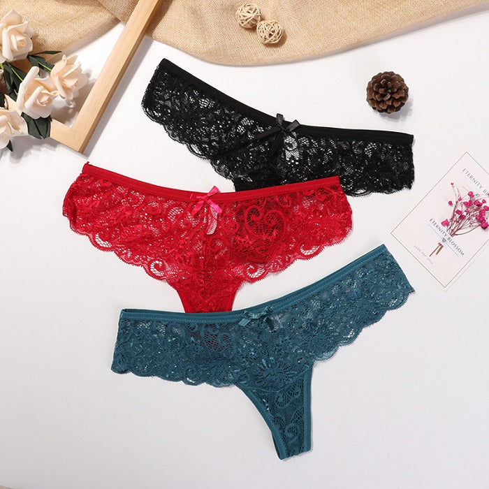 Strings en dentelle, lot de 3