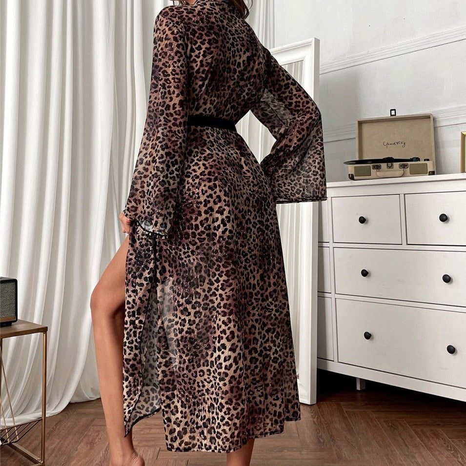 Long peignoir léopard