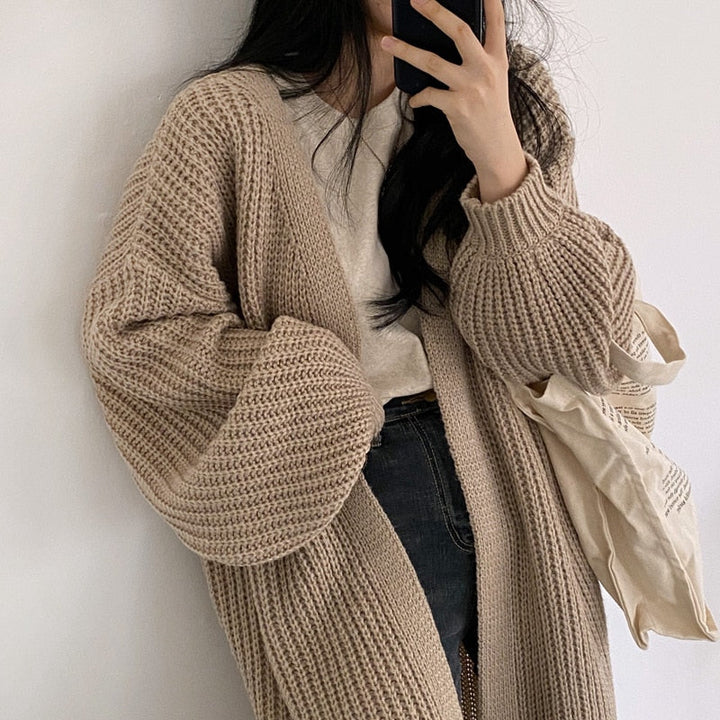 Long cardigan en maille