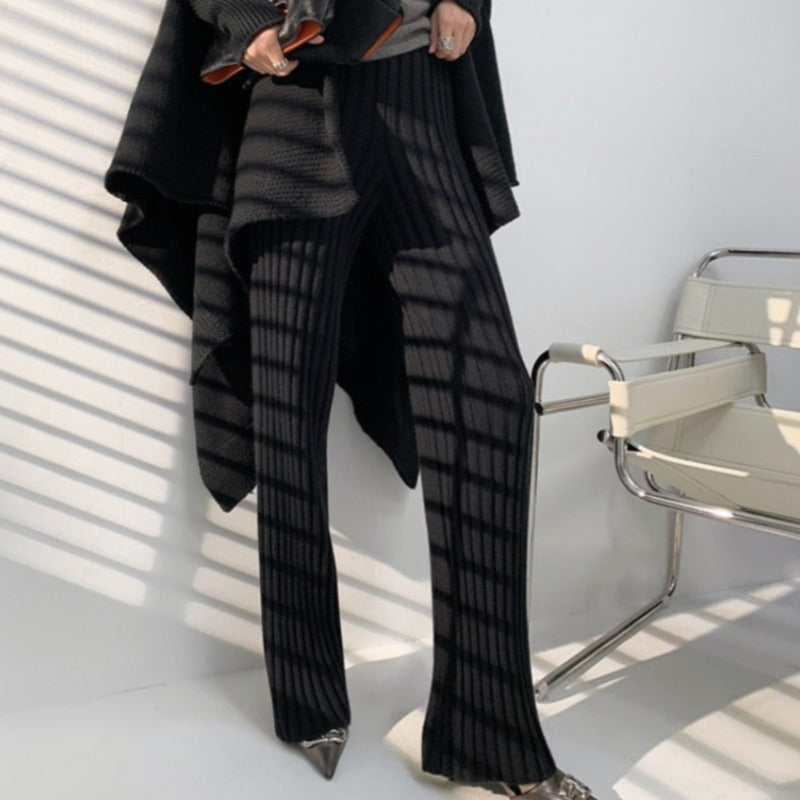 Pantalon ample en maille côtelée