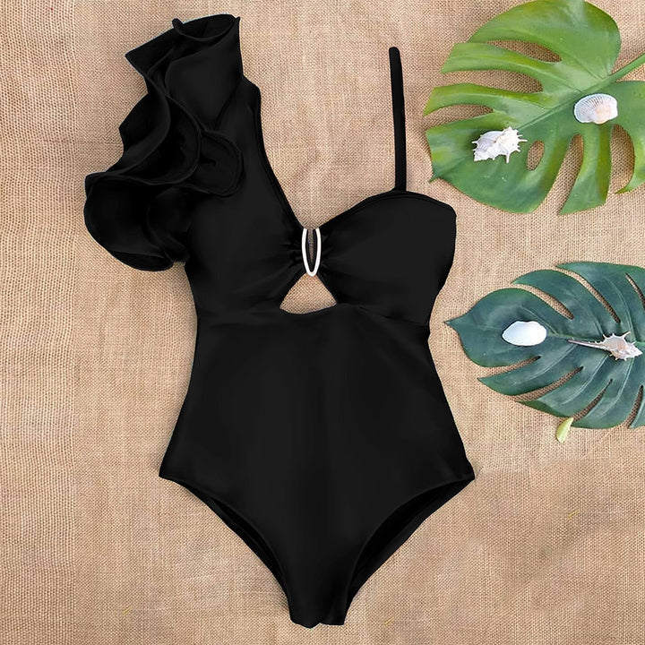 Maillot de bain une pièce à épaule décorative