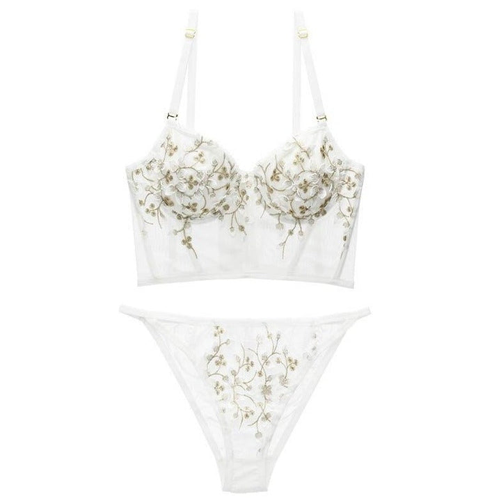 Ensemble en dentelle à fleurs brodées