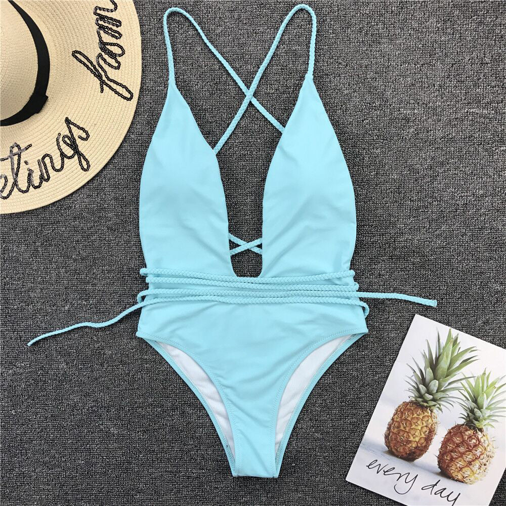 Maillot de bain à cordons décoratifs