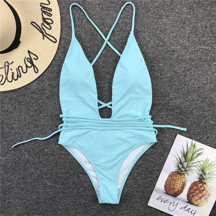 Maillot de bain à cordons décoratifs