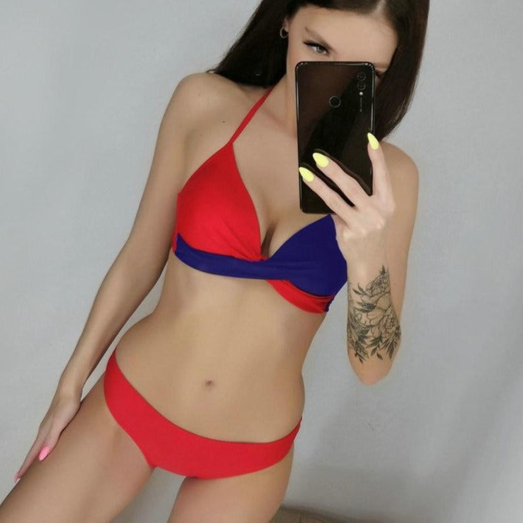 Maillot de bain 2 pièces noué au cou