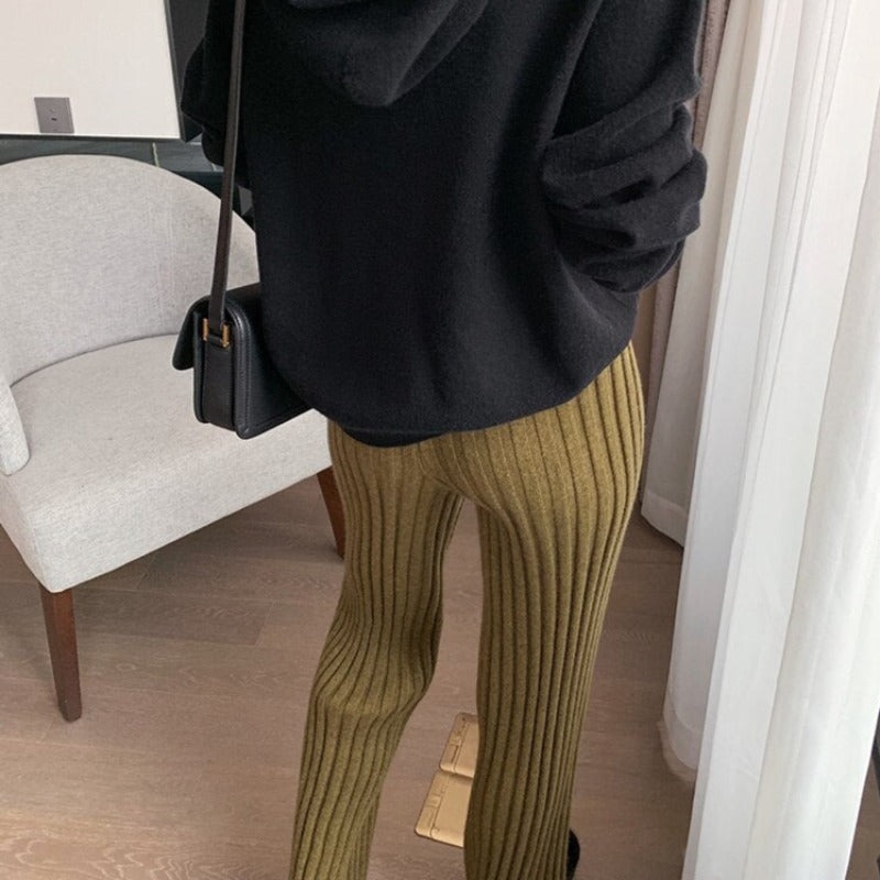 Pantalon ample en maille côtelée