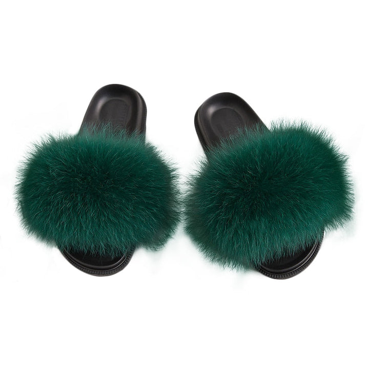 Chaussons femme à fausse fourrure longue
