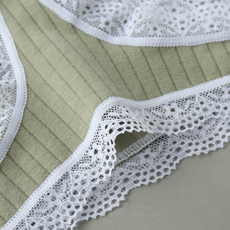 Strings en coton avec dentelle, lot de 3