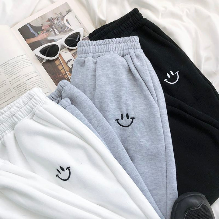 Pantalon de jogging ample à smiley appliqué