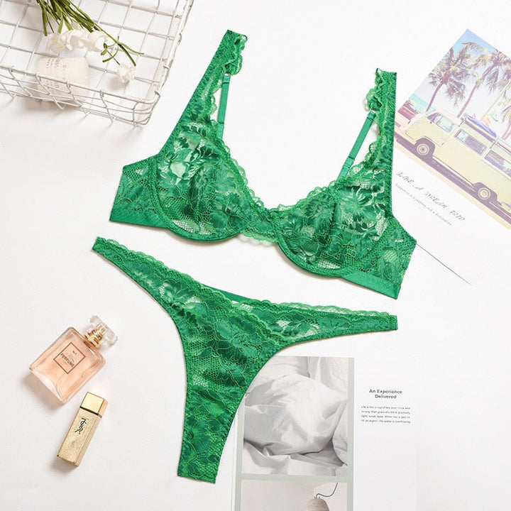 Ensemble de lingerie à fleurs en dentelle