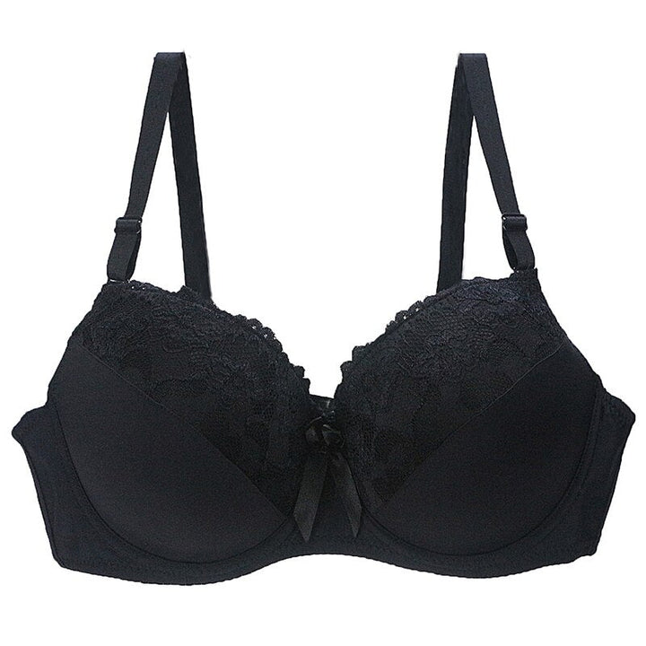 Soutien-gorge renforcé à dentelle brodée et nœud décoratif