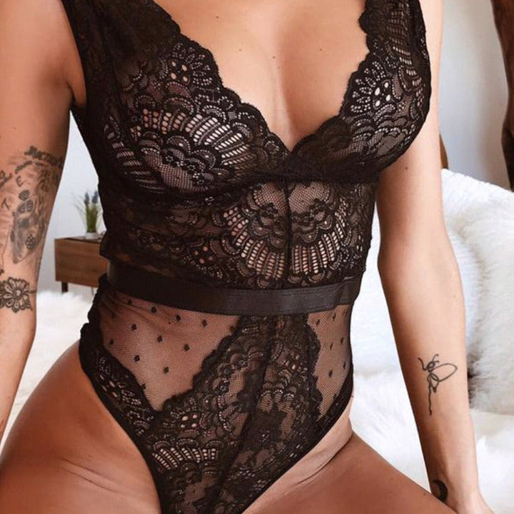 Body en dentelle et résille