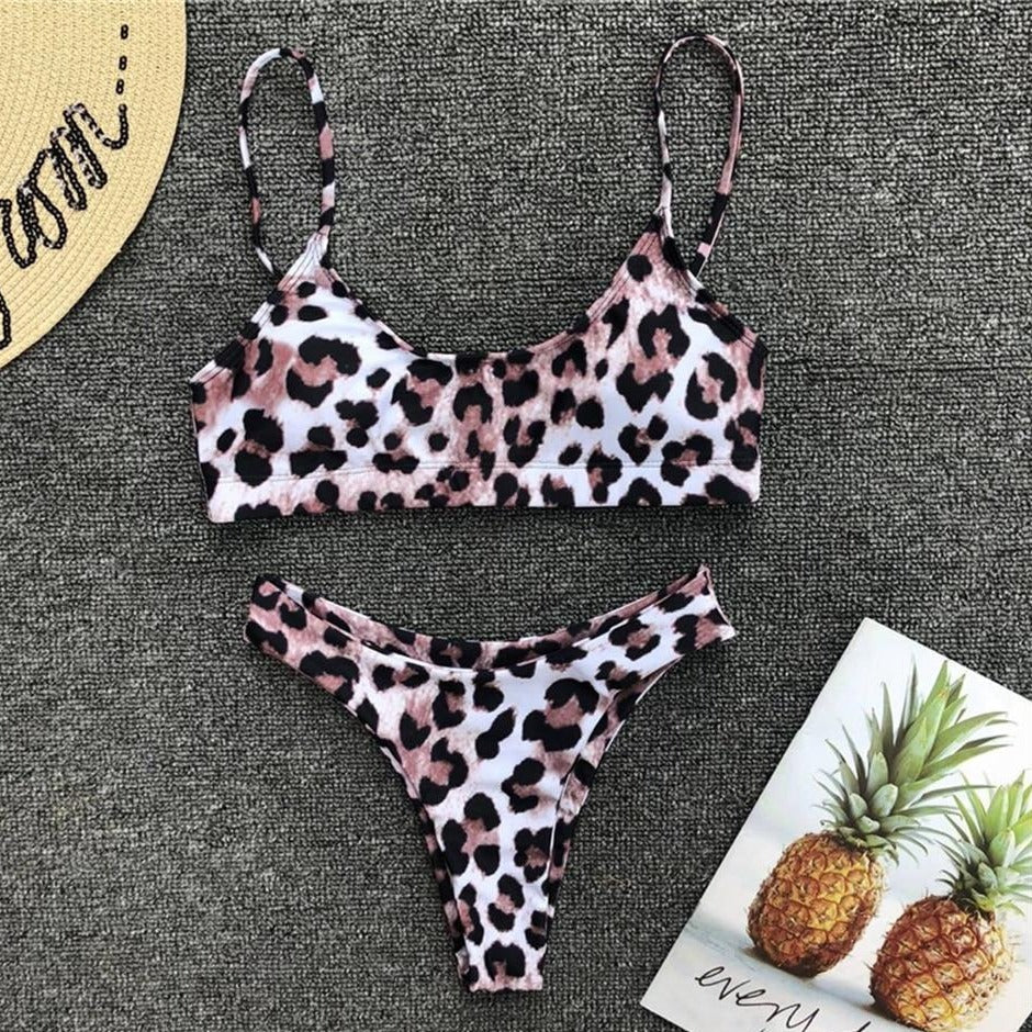 Maillot de bain 2 pièces léopard